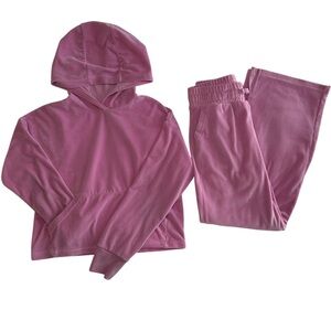 90 Degree By Reflex Velour Pullover  2 pcs Set in Pink |Size S 7/8 Y